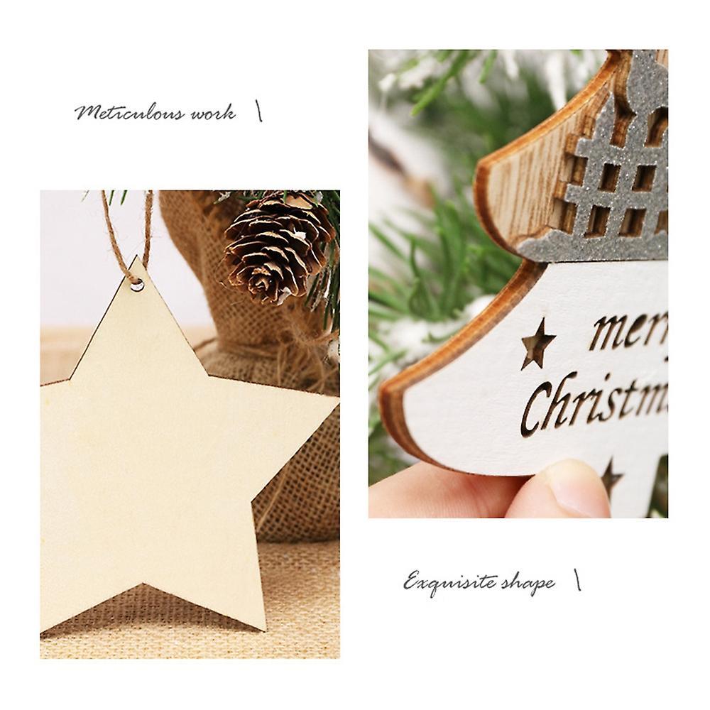 Christmas Pendant, Wooden Christmas Star Pattern Hanging Ornaments