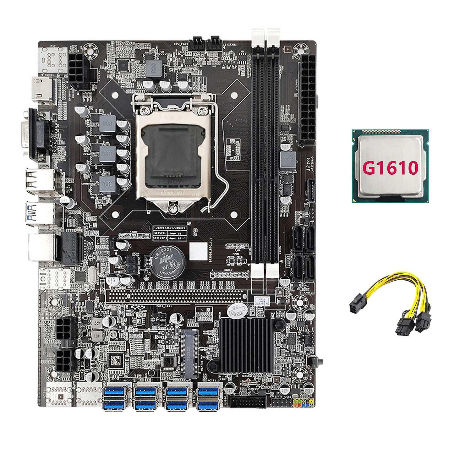 B75 Eth Mining Motherboard+g1610 Cpu+6pin to Dual 8pin Cable Lga1155
