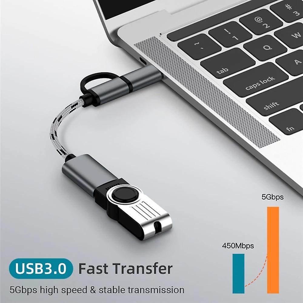 2 In 1 Usb Type-c/micro-usb to Usb 3.0 Adapter Cable for Phone(grey)