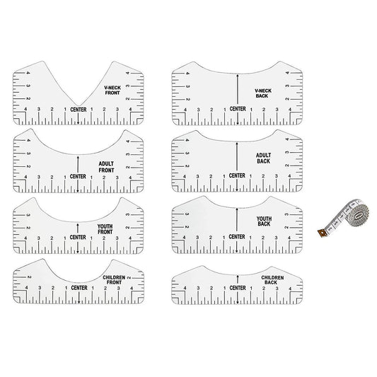 9 Pcs T-shirt Guide Ruler for Designing Clothing, Pvc Back & Front