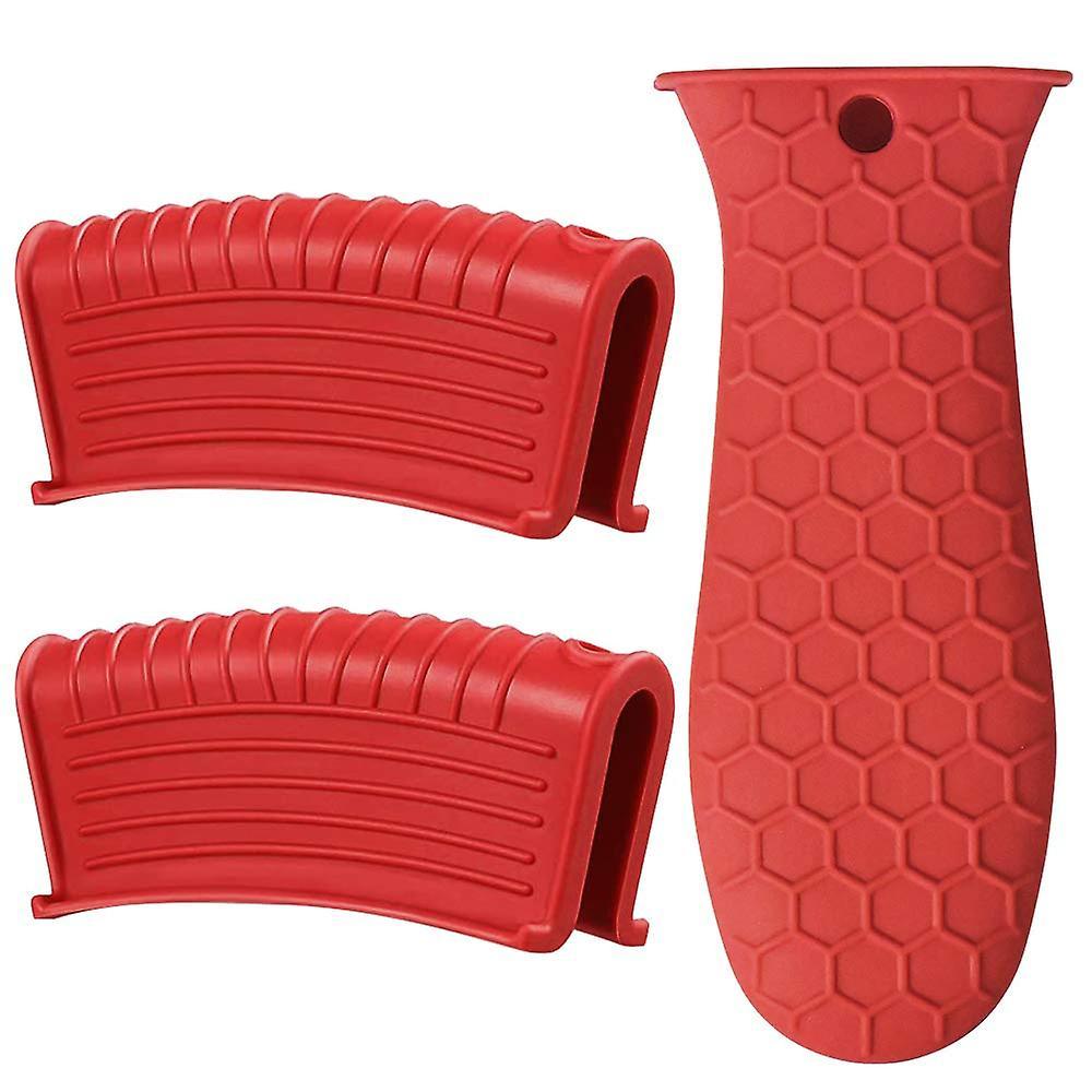 Holder Cast Iron Skillet Handle Cover Pot Sleeve Grip Handle (red)