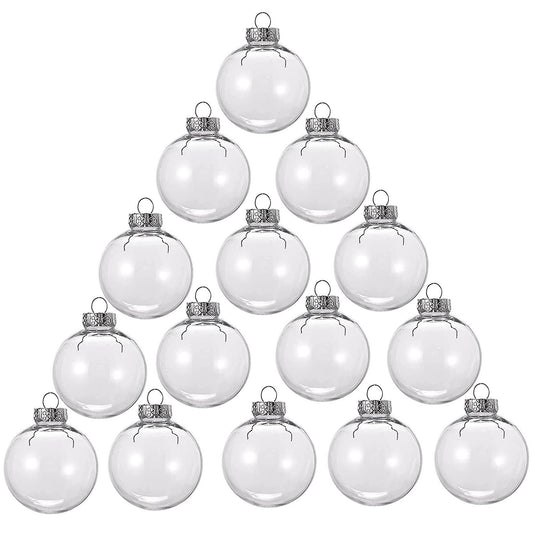 15 Pcs Round Clear Christmas Balls Fillable Diy Christmas Tree Balls