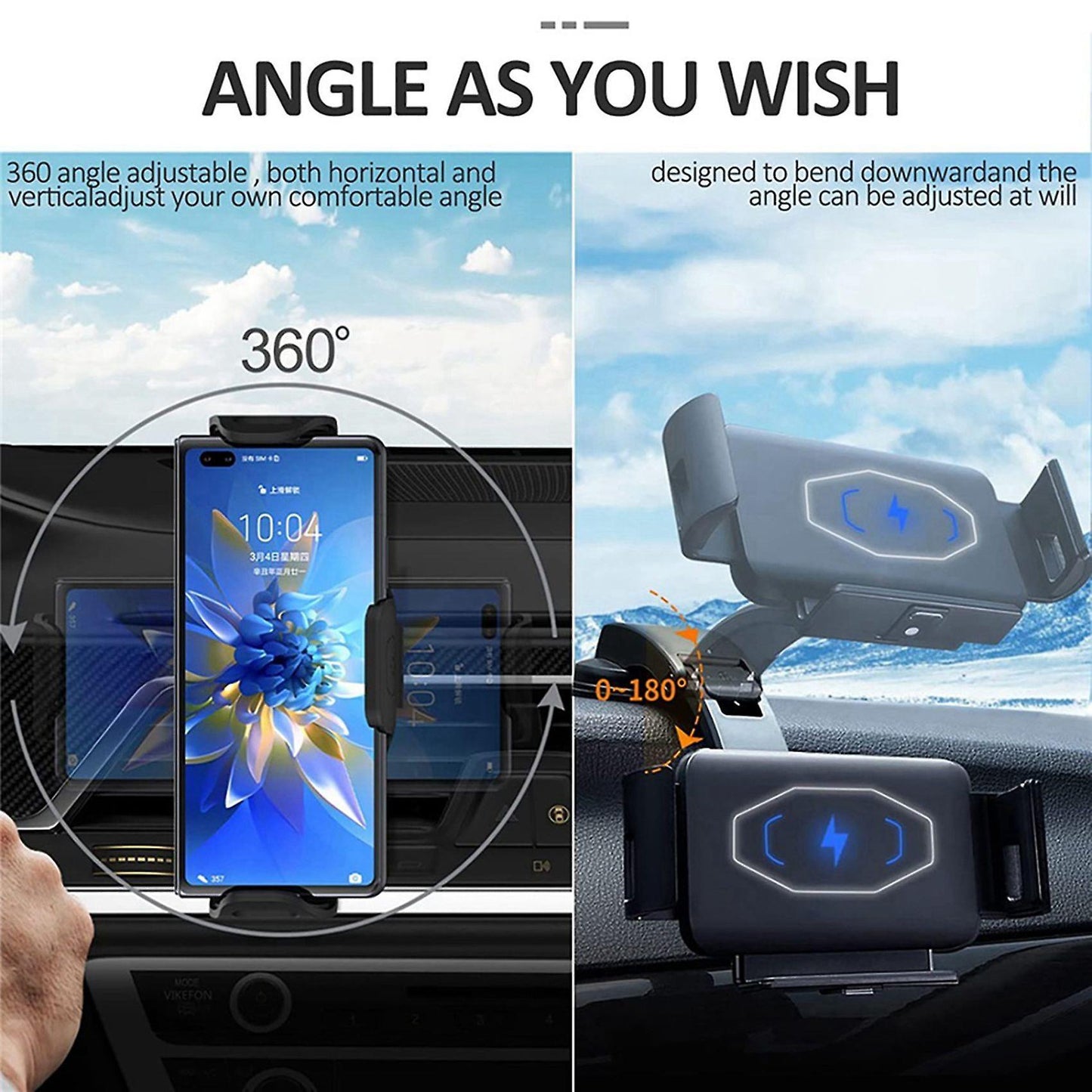 Wireless Car Charger for Samsung Galaxy Z Fold 3 2 Iphone 13 12 Max