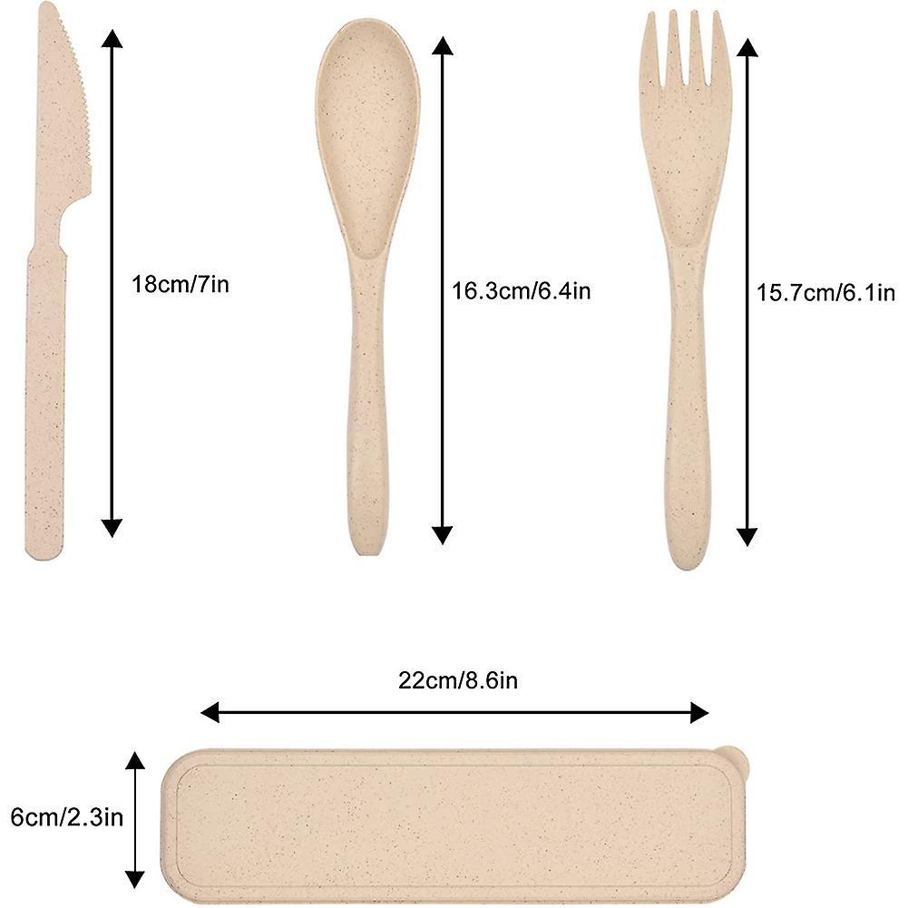 4pcs Reusable Plastic Spoon Cutlery, Portable Camping Cutlery (beige)