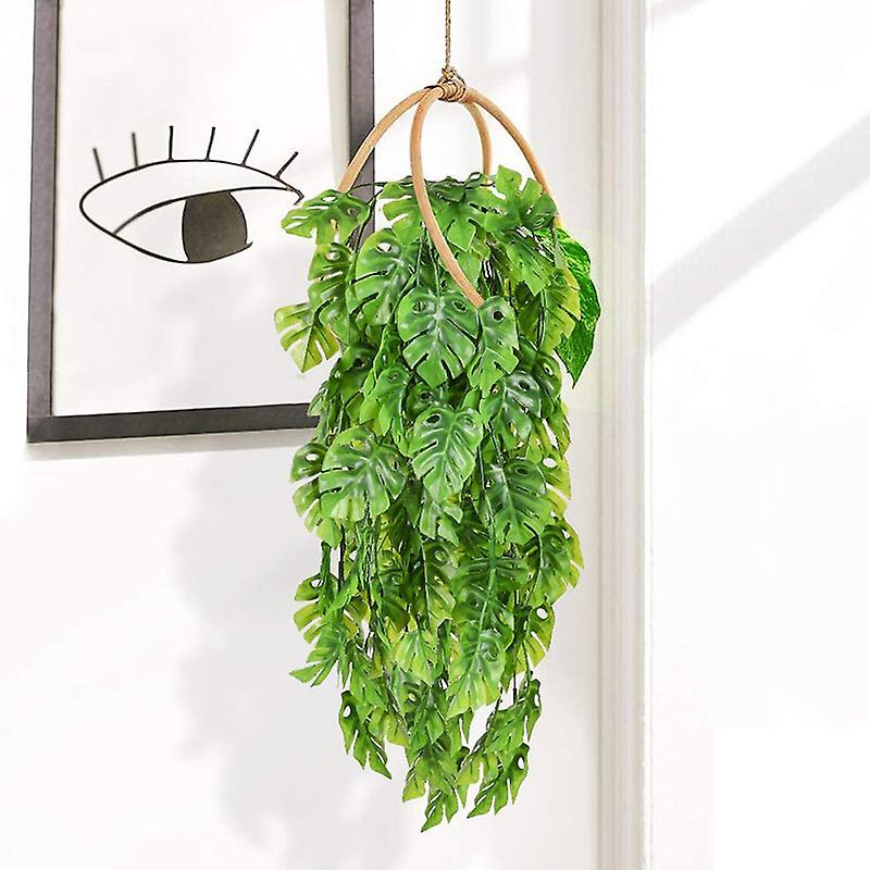 2 Pcs Artificial Hanging Plants Fake Vine Uv Resistant Plants Greeny