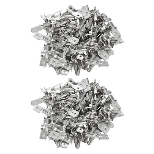 6.3mm Male Electrical Spade Crimp Terminals Wiring Connectors 200 Pcs