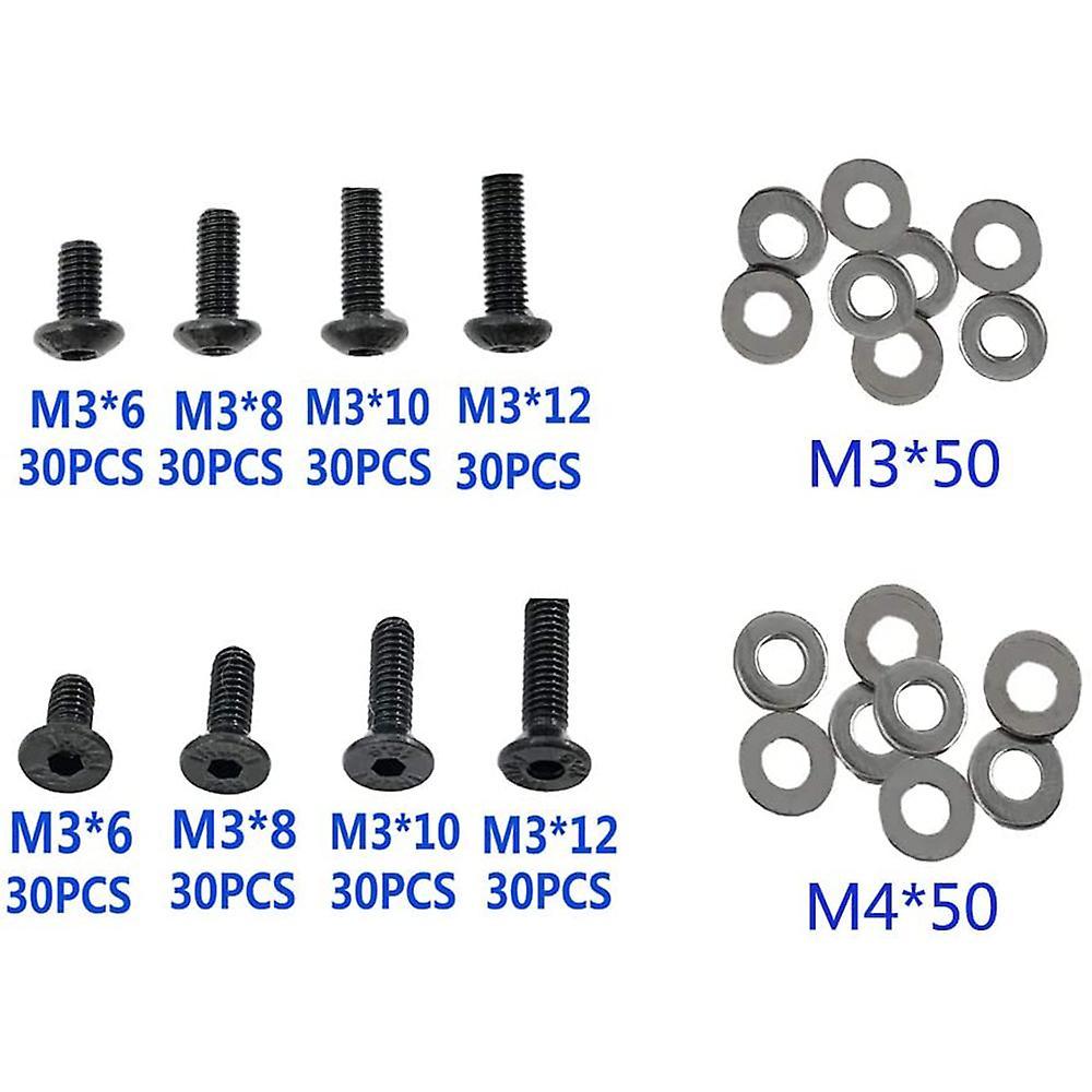 340pcs Rc Screws Kit Repair Tool M3 Flat Head/round Head & M3 M4 Flat