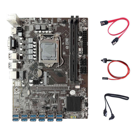 B250c Btc Mining Motherboard+2xsata Cable+switch Cable for Eth Miner