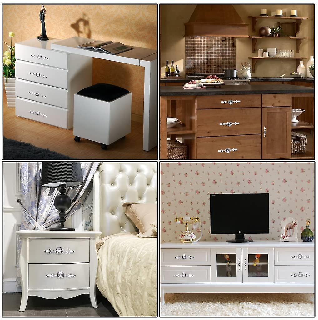 2 Pcs Crystal Handles with Screws Drawer Dresser Knobs for Kitchen