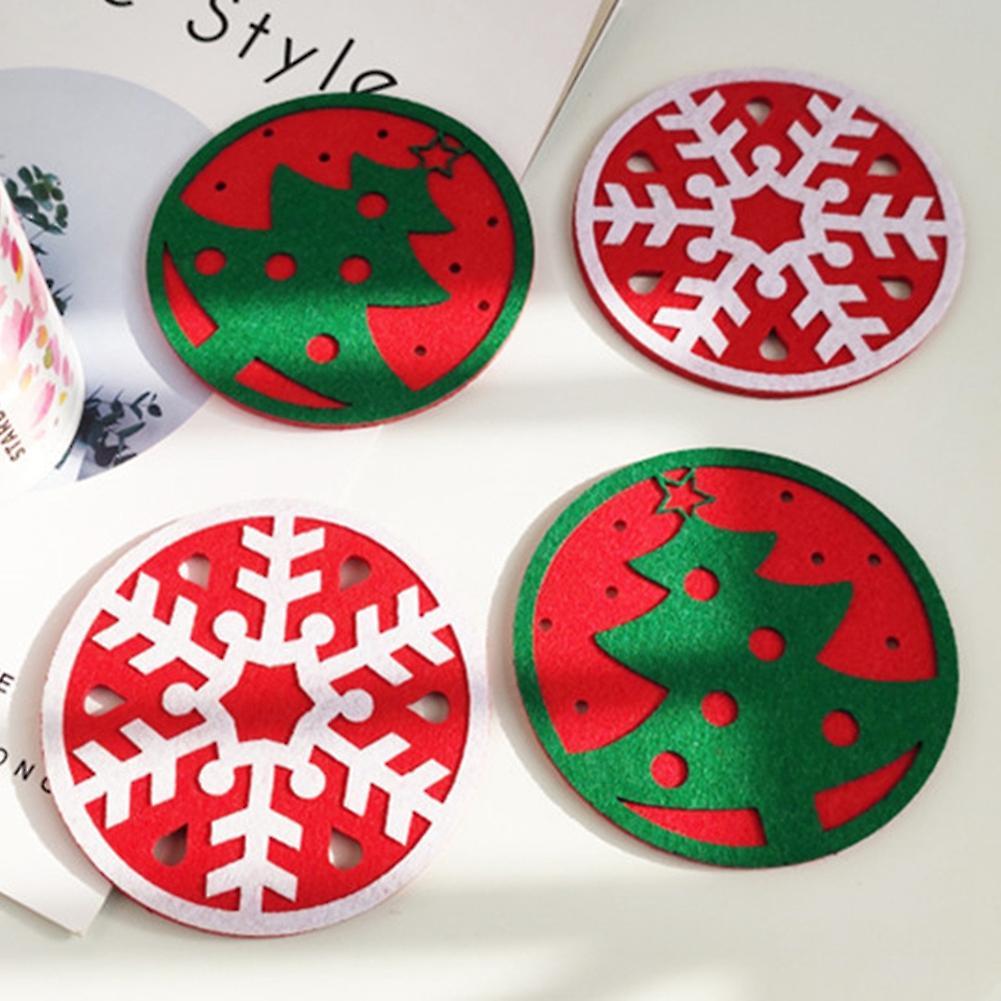 Christmas Cup Mat Snowflake Xmas Tree Printed Placemat for Home Table