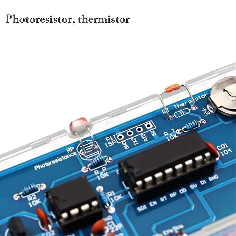 Diy Clock Kit 4 Digital Tube Led Time Week (blue)