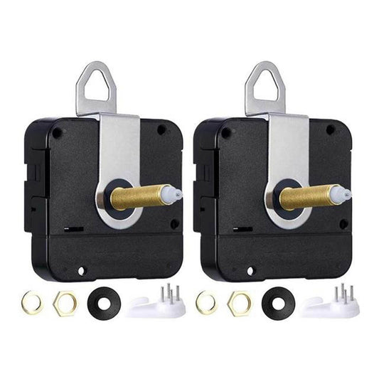 2pc Long Shaft Non-ticking Quartz Diy Wall Clock Decor Timepiece 24mm