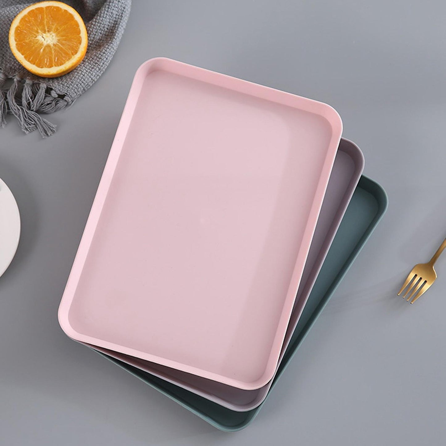 3 Pcs Nordic Rectangular Tea Tray Plastic Storage Tray Home Small