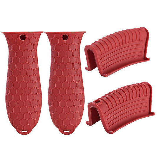Silicone Hot Handle Holders Cover Cast Iron Skillet Handle -red
