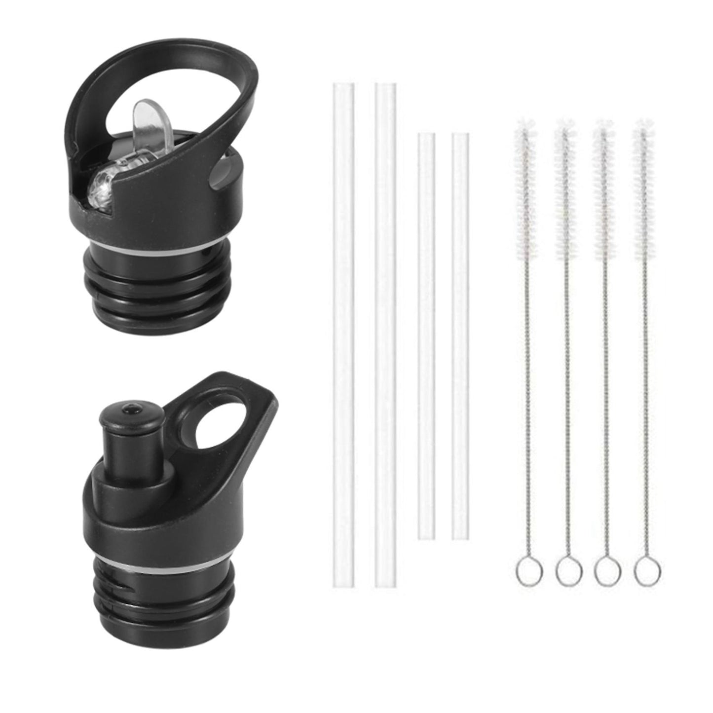 Sports Water Bottle Straw Lid,flip Cap, 4 Straw,4 Cleaning Brushes