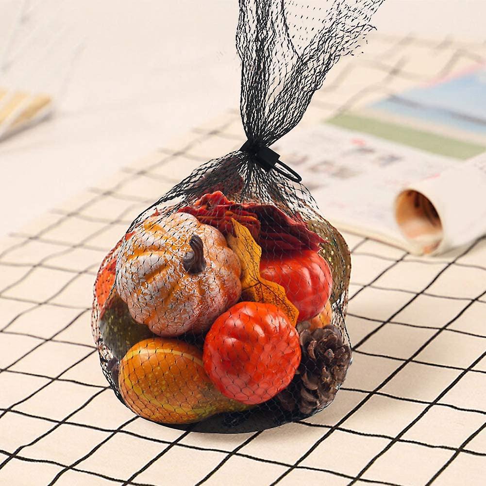 Artificial Pumpkins Set, Silk Maple Leaf Acorns Pine Cones Pumpkin