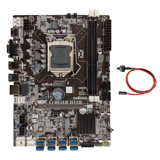 B75 Btc Mining Motherboard+switch Cable Lga1155 8xpcie Usb Adapter