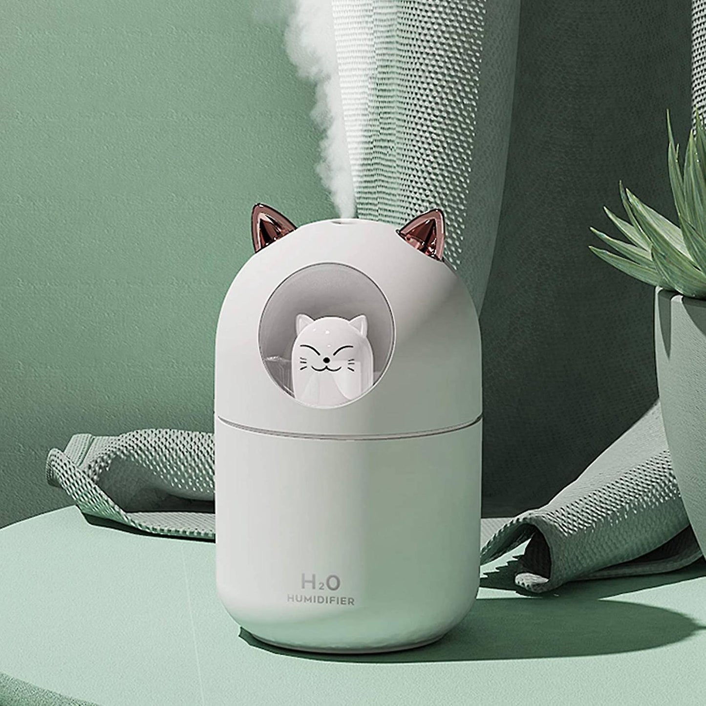 Cute Cat Cool Mist Humidifier for Home,cat Night Light White