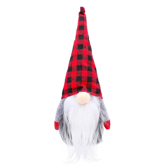 Plaid Christmas Faceless Doll Nordic Wind Elf Dwarf for Holidays A