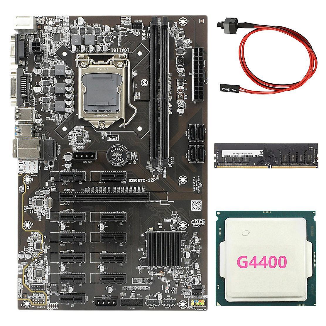 Btc-b250 Mining Motherboard +g4400 Cpu+ 8g Memory Stick + Switch Line