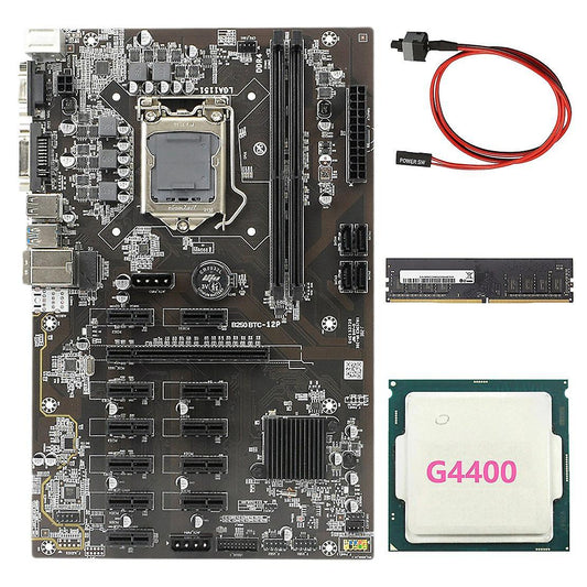 Btc-b250 Mining Motherboard +g4400 Cpu+ 8g Memory Stick + Switch Line