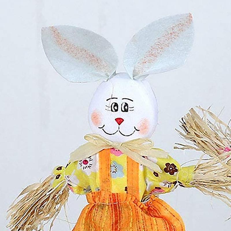 Easter Straw Bunny Bamboo Basket Desktop Ornaments Cute Rabbit Candy