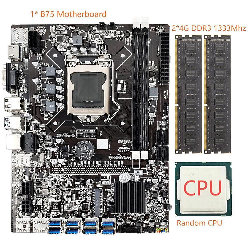 B75 Eth Mining Motherboard+cpu+2x4g Ddr3 1333mhz Ram Lga1155 8xpcie
