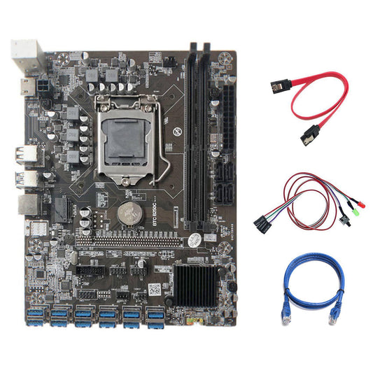 B250c Miner Motherboard+switch Cable with Light+rj45 Cable+sata Cable
