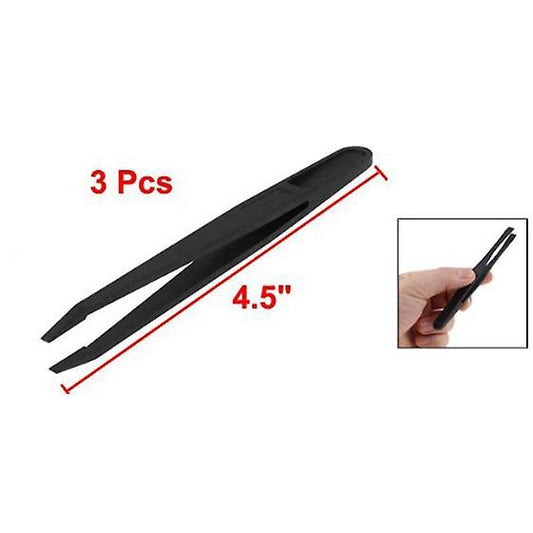 Silver Tone 5 Inch Length Metal Bent Tip Tweezers 4 Pcs