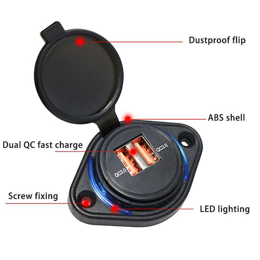 Qc3.0 Universal Car Charger Power Outlet Car Charger Blue Light