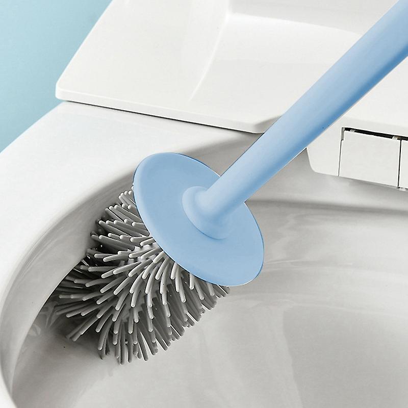 Toilet Brush and Shelf, Long-handled Silicone Brush Holder Set
