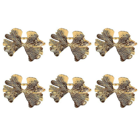 6pcs/lot Retro Ginkgo Leaf Napkin Buckle Napkin Ring