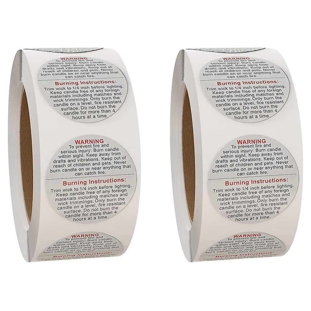 1000 Pcs Candle Warning Labels 1.5 Inch Waterproof Candle Safety