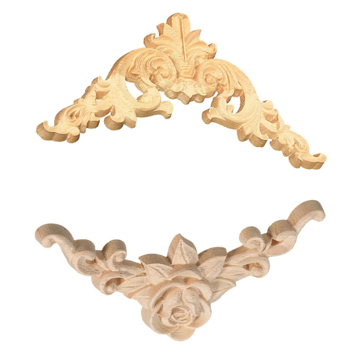 8x8cm Wood Carved Corner Onlay Applique Craft Unpainted Home Dcor