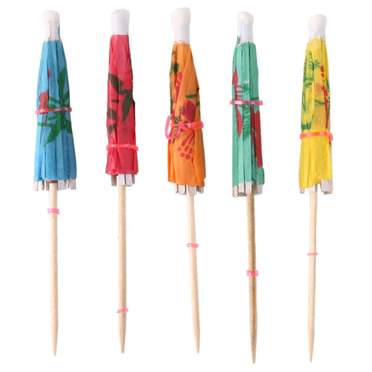 144pcs Color Flower Paper Small Umbrella Sign Fruit Sign