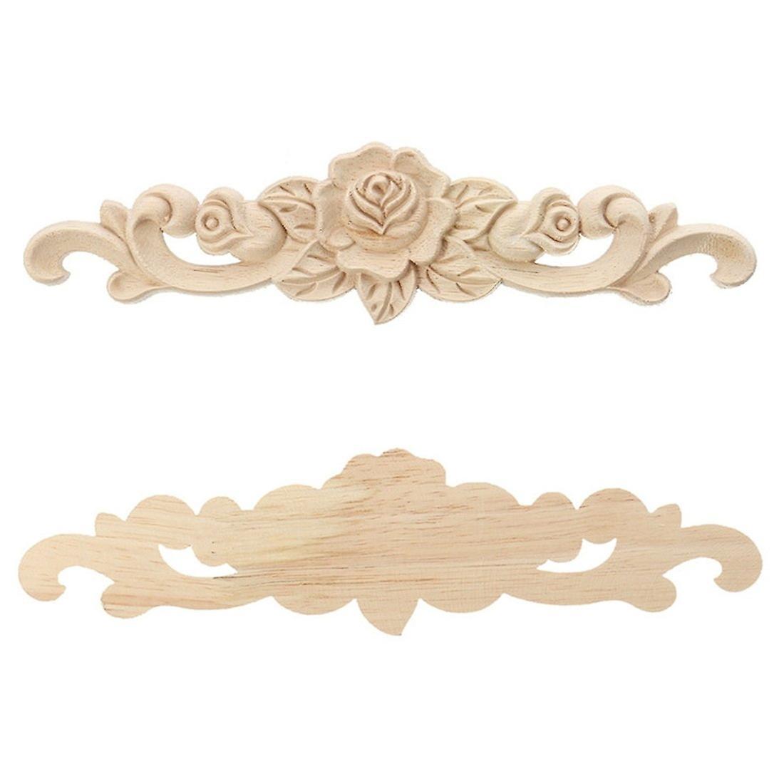 2 European Style Woodcarving Furniture Inlaid Decals Unpainted 38x8cm