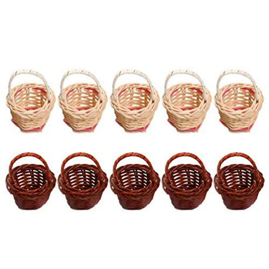 10pcs Basket Mini Woven Baskets with Handles Plant Pots Containers