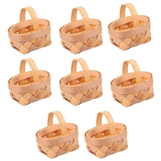8pcs Mini Woven Baskets with Handles for Party Favors Crafts