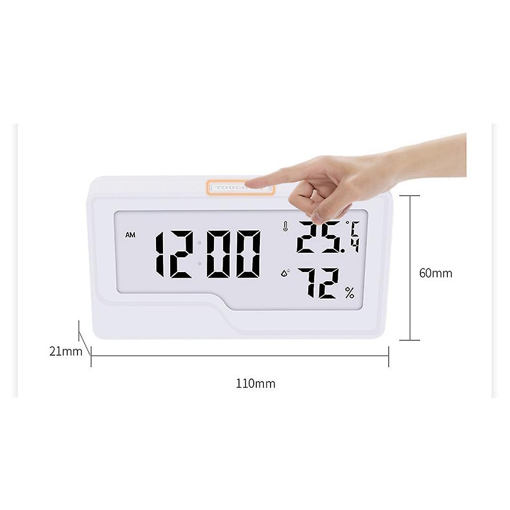 Hygrometer Digital Temperature Time Clock Humidity Meter Backlight