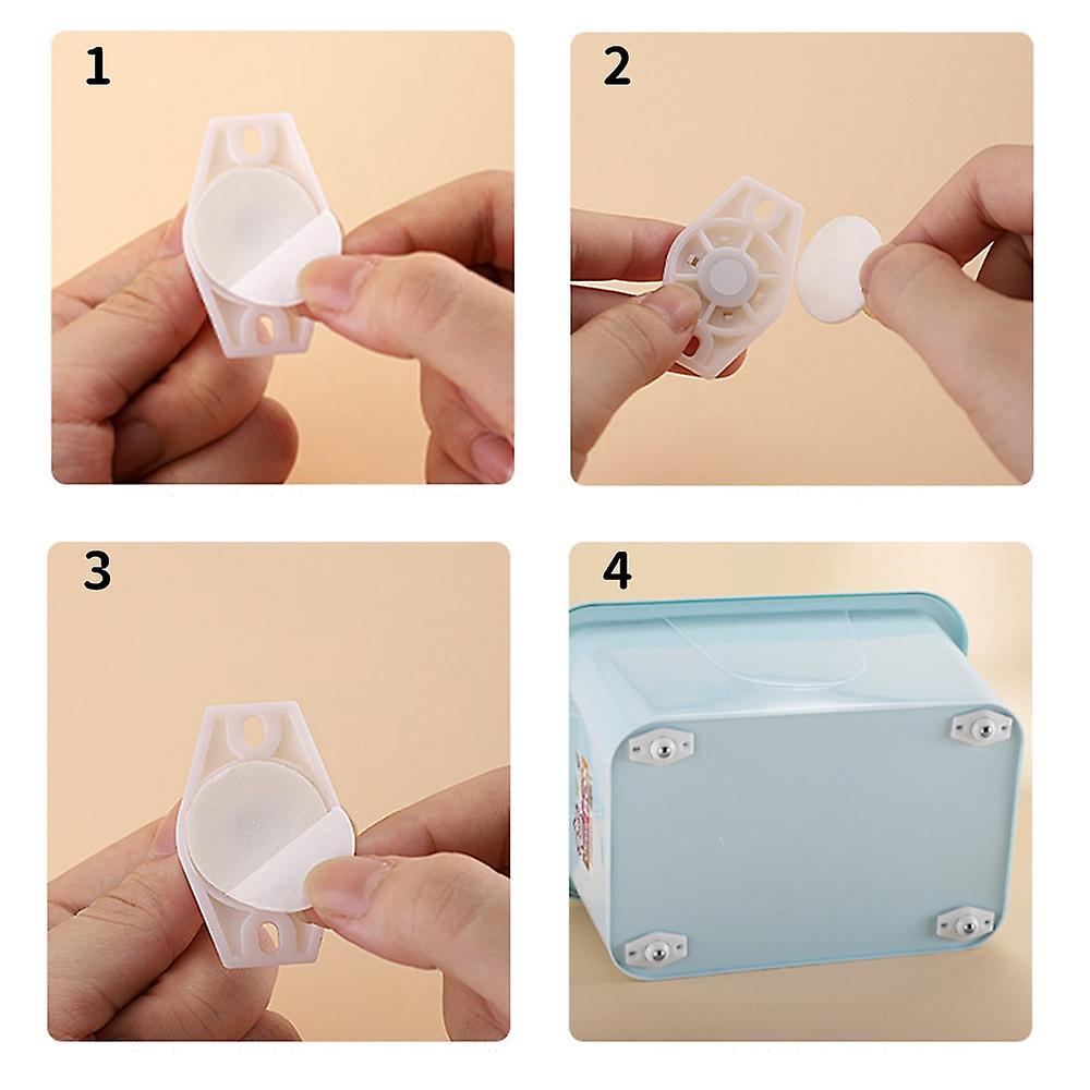 16pcs Self Adhesive Wheels for Storage Boxes(white)