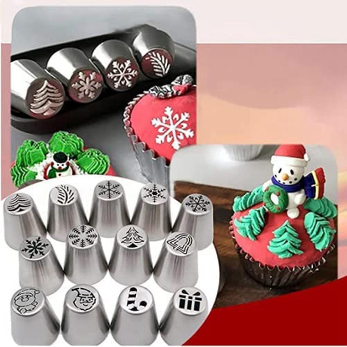 13 Pieces Of Christmas Flower Frosting Head Cake Decorating Supplies