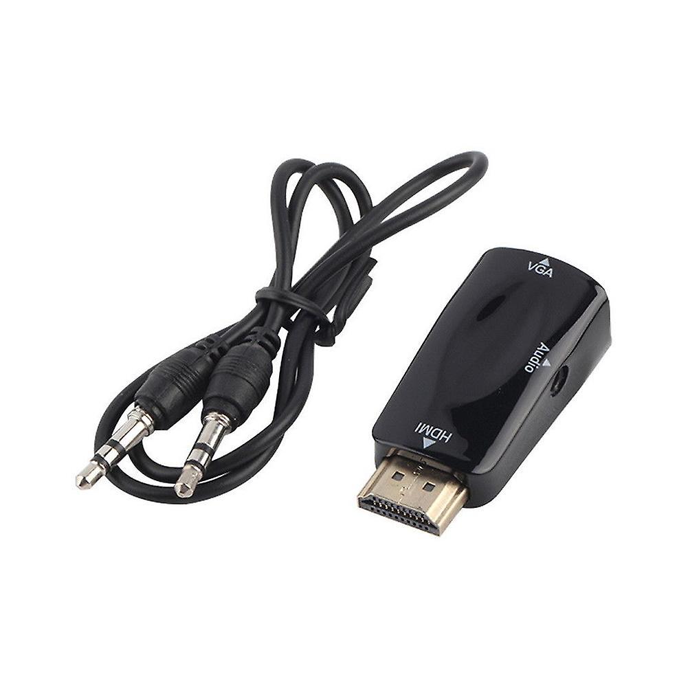 1080p Hdmi Male to Vga Female Adapter 3.5mm Audio Output Cable Black