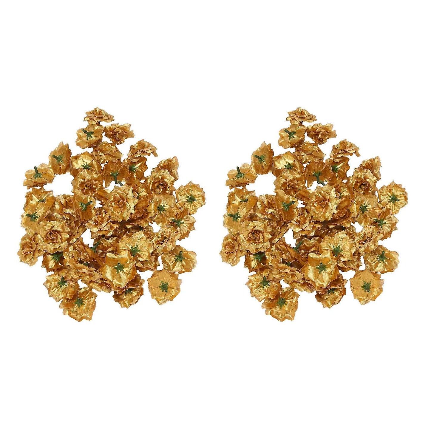 100 Stk. Seide Rosen Kuenstliche Braut Clips Blumenkoepfe (golden)