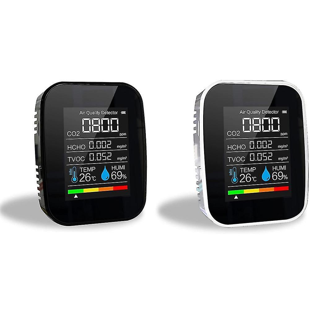 5 In 1 Co2 Meter Digital Temperature Humidity Sensor Tester Black