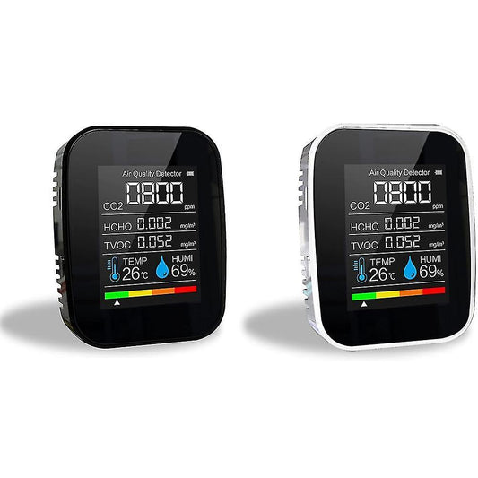 5 In 1 Co2 Meter Digital Temperature Humidity Sensor Tester Black