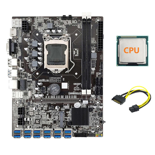 B75 Eth Mining Motherboard with Cpu+sata 15pin to 6pin Cable