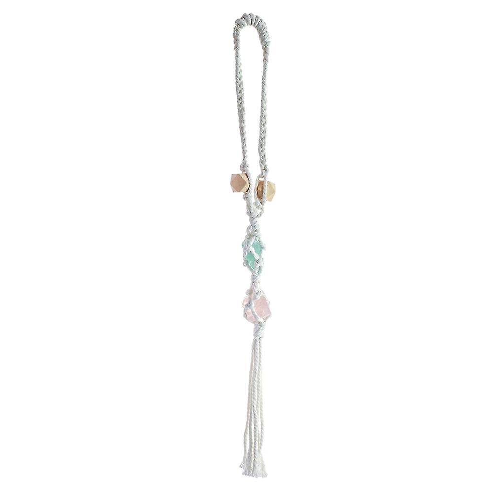 Ethnic Style Tassel Car Pendant Gemstone Wooden Bead Car Pendant,b