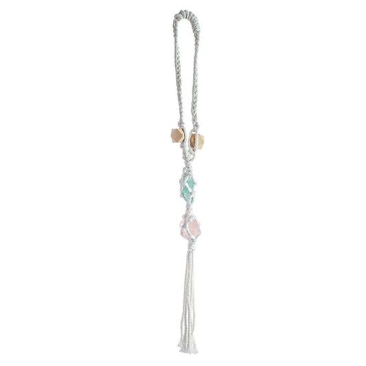 Ethnic Style Tassel Car Pendant Gemstone Wooden Bead Car Pendant,b