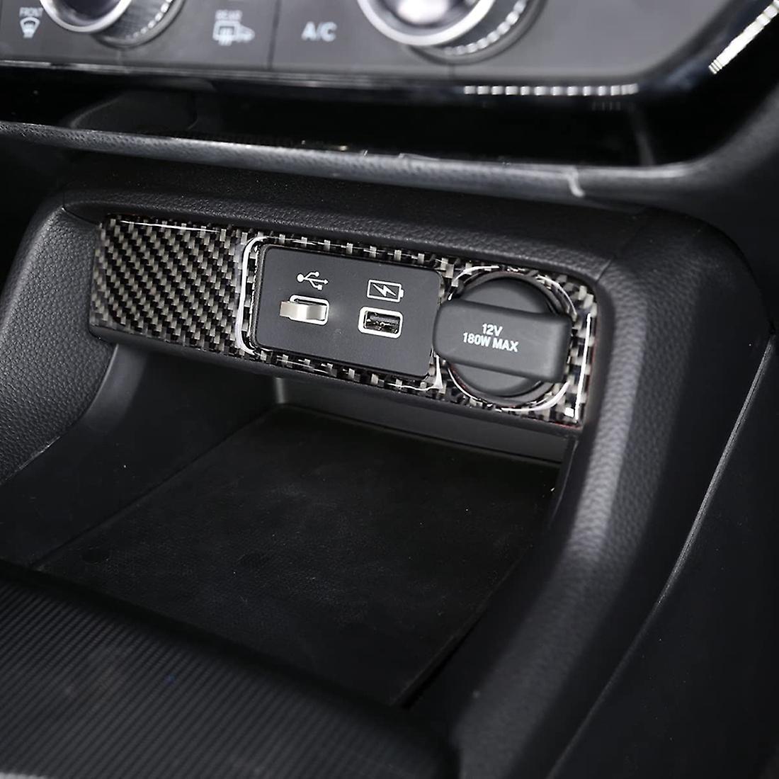 Carbon Fiber Car Usb Charging Switch Knob Panel Frame Trim Interior