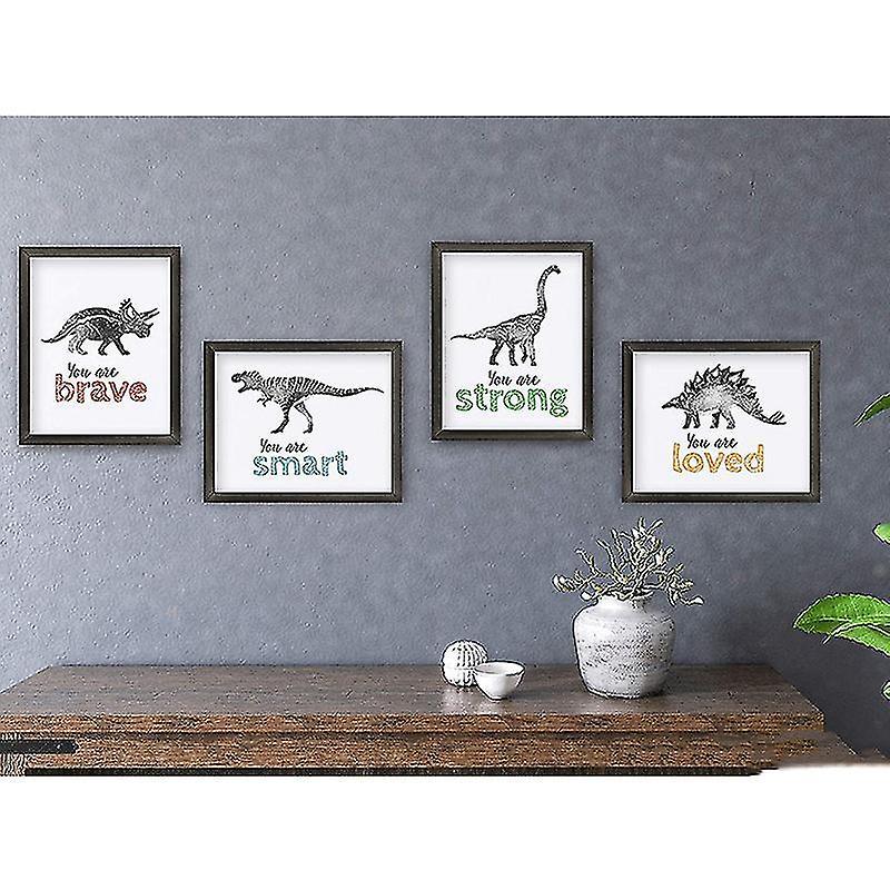 4pcs Dinosaur Wall Art for Little Boys Room, Baby Nursery Posters